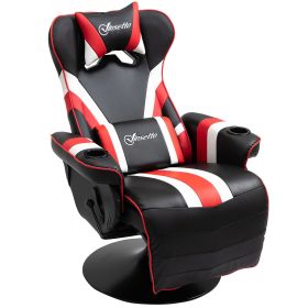 Vinsetto Gaming Chair, Racing Style Recliner, Lumbar Support, Footrest, Cup Holder, Black White Red