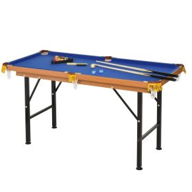 Soozier 55'' Portable Folding Billiards Table Game Pool Table for Kids Adults With Cues, Ball, Rack, Brush, Chalk