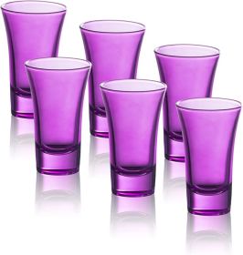 Purple Shot Glasses, 2 Oz Set of 6, Whiskey, Tequila, Cocktail, Round Glasses for Vodka, Spirits & Liquors