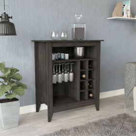 Essential Bar Cabinet; One Open Shelf; Six Built-in Wine Rack; One Drawer -Espresso