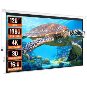 VEVOR Motorized Projector Screen, 120 inch 16:9 4K 1080 HD Electric Projector Screen, Automatic Projection Screen with Remote Control
