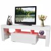 LED TV Stand for Televisions up to 55 Inchs,Modern Entertainment Center with down filp door, Glass shelf and high glossy UV front face