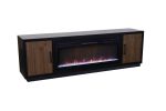 Aria 83 inch Fireplace TV Stand for TVs up to 95 inches, Minimal Assembly, Black and Walnut Finish