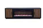 Aria 83 inch Fireplace TV Stand for TVs up to 95 inches, Minimal Assembly, Black and Walnut Finish
