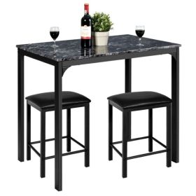 Small Space Kitchen Bar Furniture 3 Pieces Dining Table Set (Type: Bar Table, Color: Black)