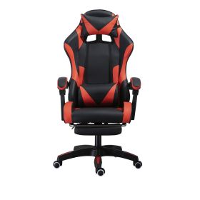 Gaming Chair Office Computer Seating Racing PU Ergonomic Chair Rolling Swivel Adjustable Massage Racer Recliner (Color: Blackred-yh)