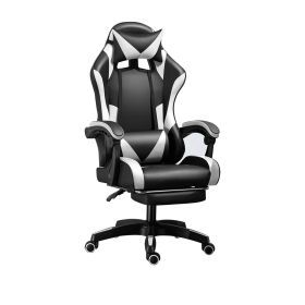 Gaming Chair Office Computer Seating Racing PU Ergonomic Chair Rolling Swivel Adjustable Massage Racer Recliner (Color: Blackwhite-yh)