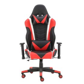 Gaming Chair Office Computer Seating Racing PU Ergonomic Chair Rolling Swivel Adjustable Massage Racer Recliner (Color: Blackred-ags)