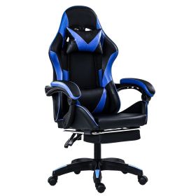Gaming Chair Office Computer Seating Racing PU Ergonomic Chair Rolling Swivel Adjustable Massage Racer Recliner (Color: Newblue-ags)