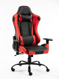 Gaming Chair Office Computer Seating Racing PU Ergonomic Chair Rolling Swivel Adjustable Massage Racer Recliner (Color: Red-rd)