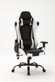 Gaming Chair Office Computer Seating Racing PU Ergonomic Chair Rolling Swivel Adjustable Massage Racer Recliner (Color: White-rd)