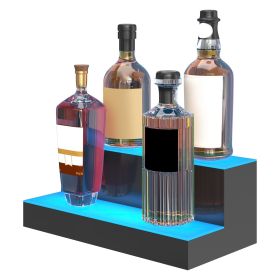 VEVOR LED Lighted Liquor Bottle Display Bar Shelf RF & App Control 16" 2-Step (Length: 16 inch, Number of Layers: 2 Layers)