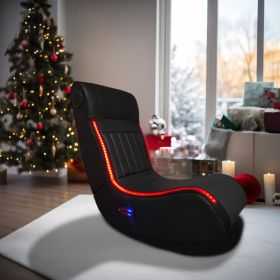 Foldable Gaming Chair With Onboard Speakers, LED Strip Lighting, Bluetooth Music Speakers, Vibration Massage, USB Charging Port (Color: as picture)